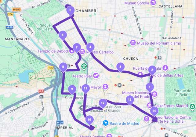 Route 2 hop on hop off Madrid