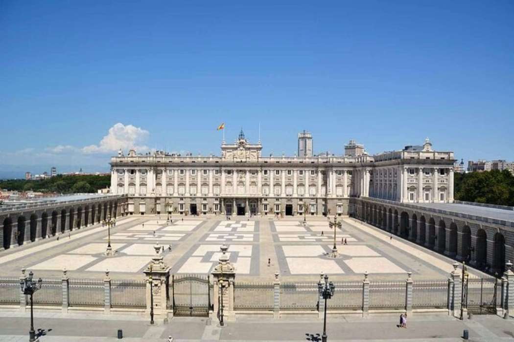Facade of the Almudena Cathedral in Madrid