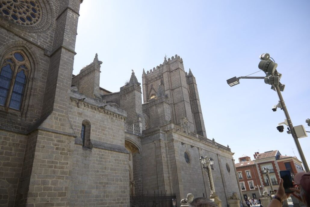 Fortress-like facade of Ávila Cathedral, Spain