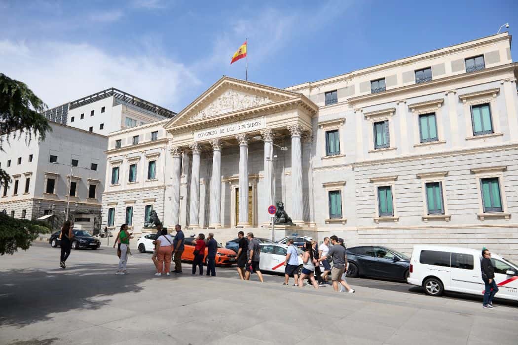 Facade of the Congress of Deputies building in Madrid