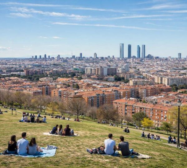 Madrid skyline view from Cerro del Tío Pío in the Vallecas district