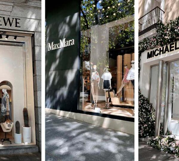 Luxury shop fronts on Calle Serrano in the Salamanca district of Madrid