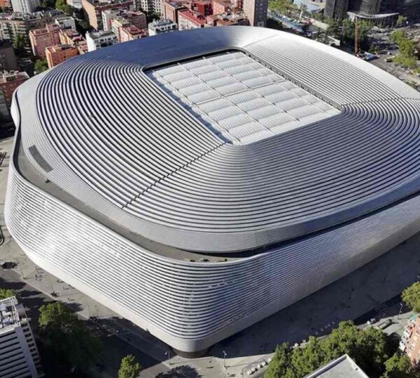 Aerial view of the Santiago Bernabéu Stadium in Madrid