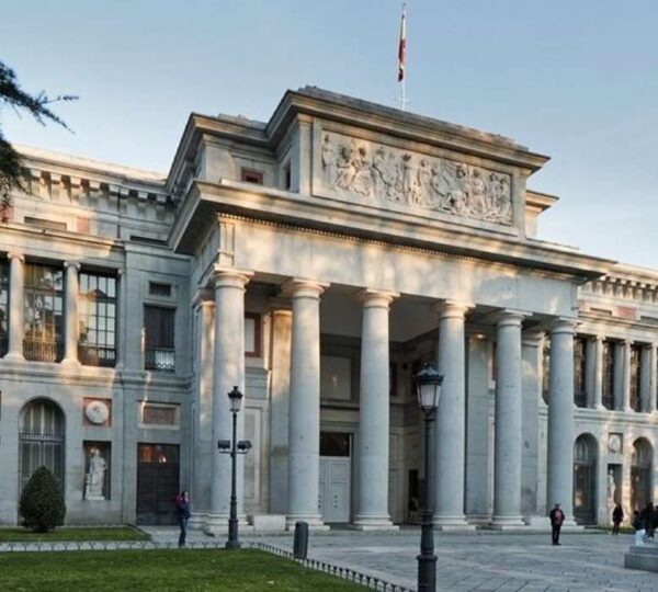 Colonnaded entrance of the Prado Museum in Madrid