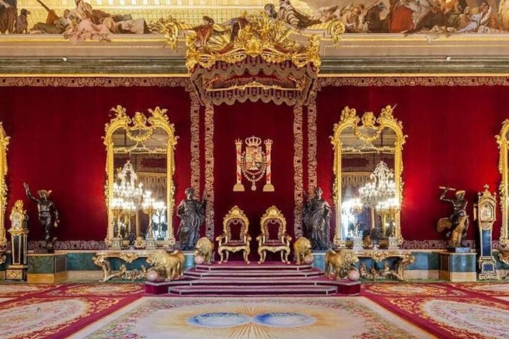 Red and gold Throne Room at the Royal Palace of Madrid