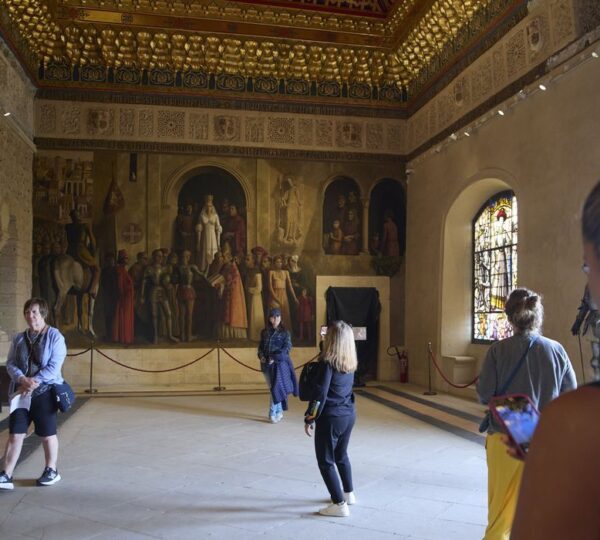 Painted throne hall inside the Alcázar of Segovia, Spain