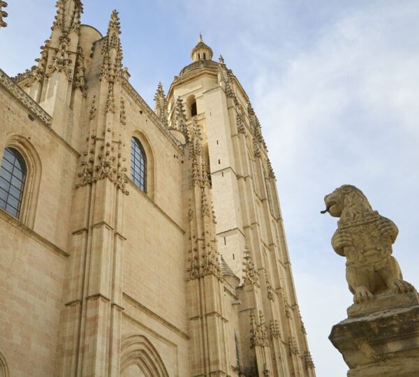 Bell tower and spire of Segovia Cathedral, Spain